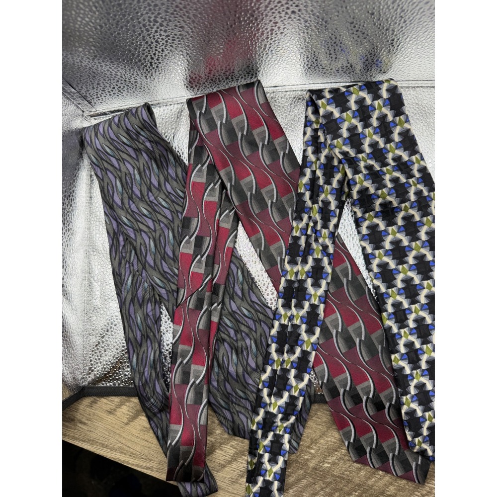 Lot of 3 Mens Ties Arrow Dimitrius Park Avenue Geometric Abstract Silk Polyester